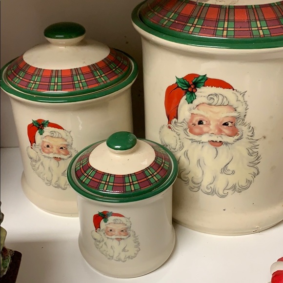 Set of 3 Vintage Santa containers with lids